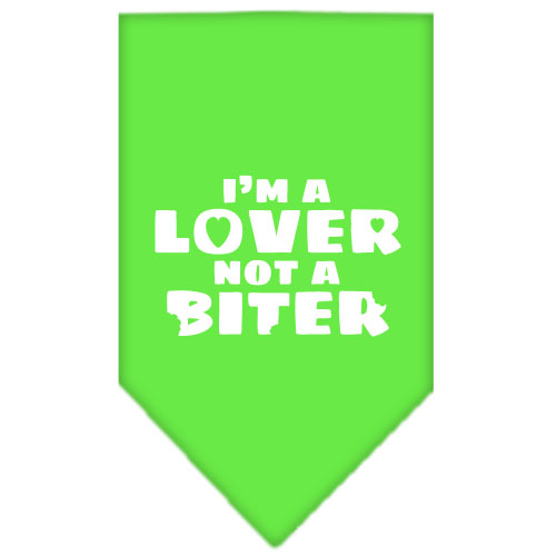 I'm a Lover Not a Biter Screen Print Bandana Lime Green Small